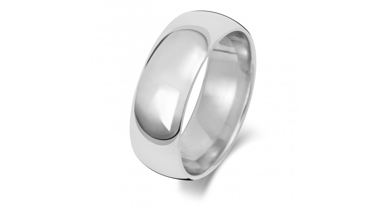 9ct White Gold Court 7mm Heavyweight Band